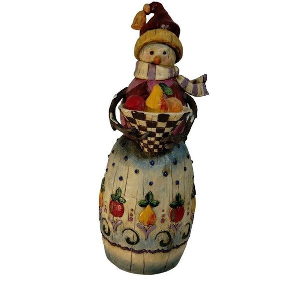 Jim Shore Snowman 112254 Winter's Bounty 2003 Pear,Apple Theme  Preowned - Picture 1 of 8